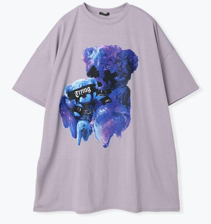 

[USED] Short Sleeve T-Shirt Gothic Lolita Punk Sickly Cute Dreamy Landmine Mass-Produced Bear Purple Teddy Bear Tunic