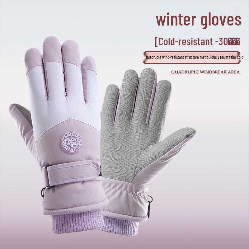 Thickened Windproof Waterproof Non-Slip Ski & Motorcycle Gloves with Velvet Warmth