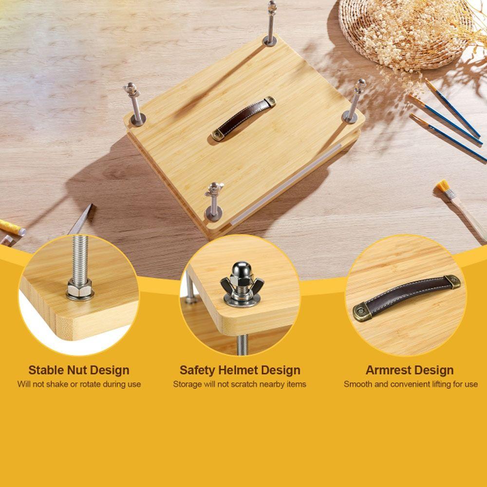 With Ergonomic Handle Book Binding Kits Bamboo Wood Book Press  for Beginners Bookbinding Supplies