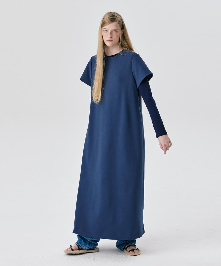 Bundercammer Short Sleeve Ponte Dress_Smoke Blue