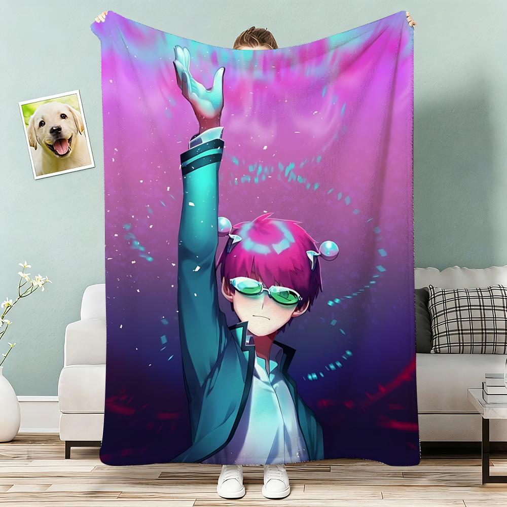 The Disastrous Life of Saiki K Anime Throw Lightweight 240g Flannel Blanket Soft Skin-friendly for Summer Cooling