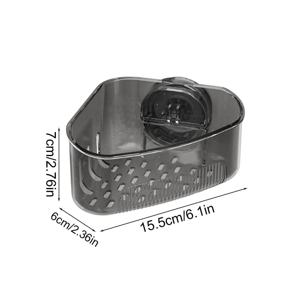 Corner Sponge Holder, Suction Cup Sink Caddy Kitchen Organizer Modern Decor Storage Box Drain Basket for Home Bathroom Shower