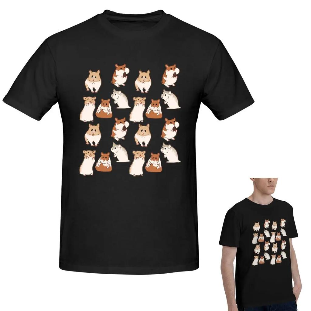 100 Cotton Cute Hamster Pattern Tshirt Unisexs Classic Oversized T Shirt Unisex Oneck Summer Shirts Tops S6xl