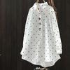 Korean Style Clothes Women Spring Cotton White Polka Dot Print Shirts Long Sleeve Blouses Middle-aged Women's Clothing