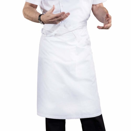 Men's Plain Apron, Waist-Length, Unisex, for Chefs, Waiters, and Kitchen Cooks, Restaurants, and Coffee Shops (White)