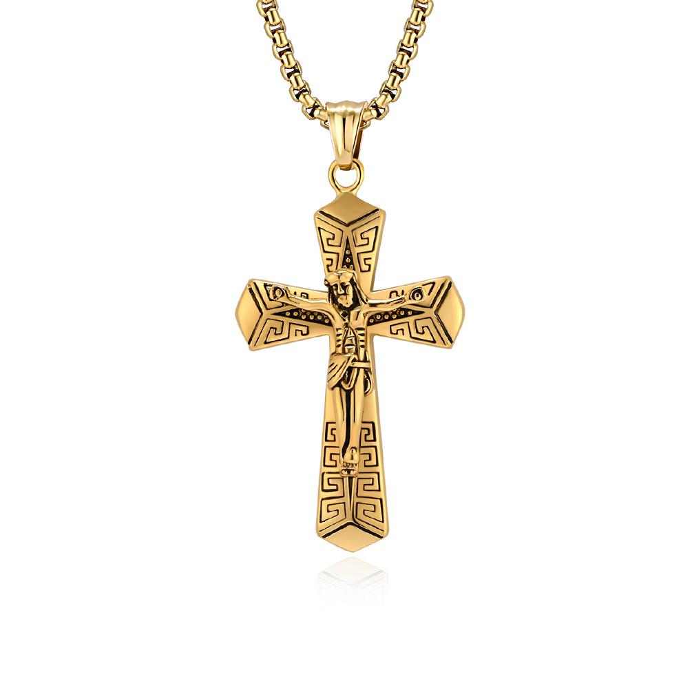 European and American Retro Personalized Stainless Steel Cross Item Trendy Fashion Wear Titanium Steel Pendant