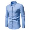 New Men's Trend Solid Colour Retro Style Casual Long-sleeved Shirt Men's Fashion Tops