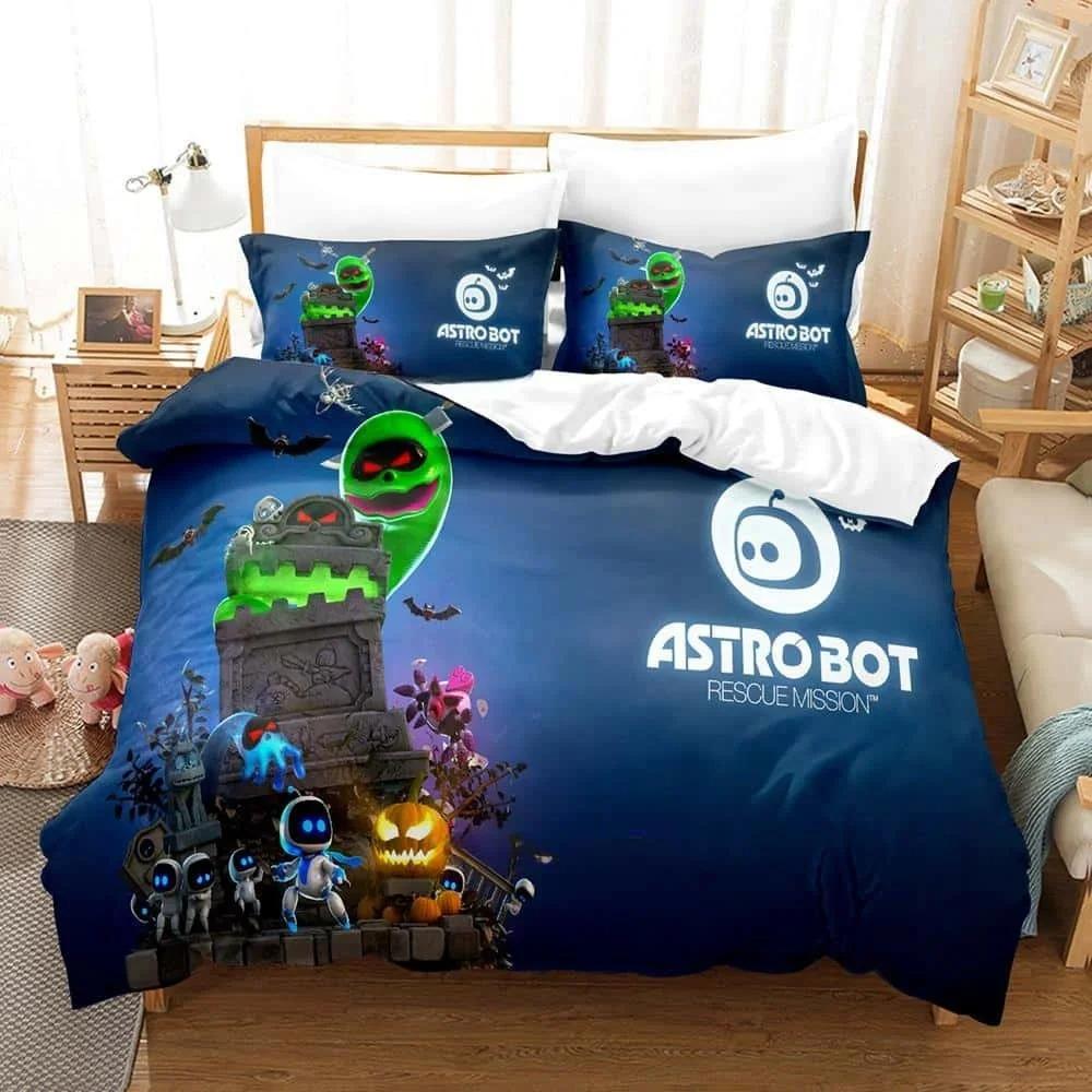 New Fashion 3D Printing  ASTRO BOT Bedding Set Cartoon Anime Three-piece Set Adult Kid Bedroom Duvet Cover Sets Home Textiles