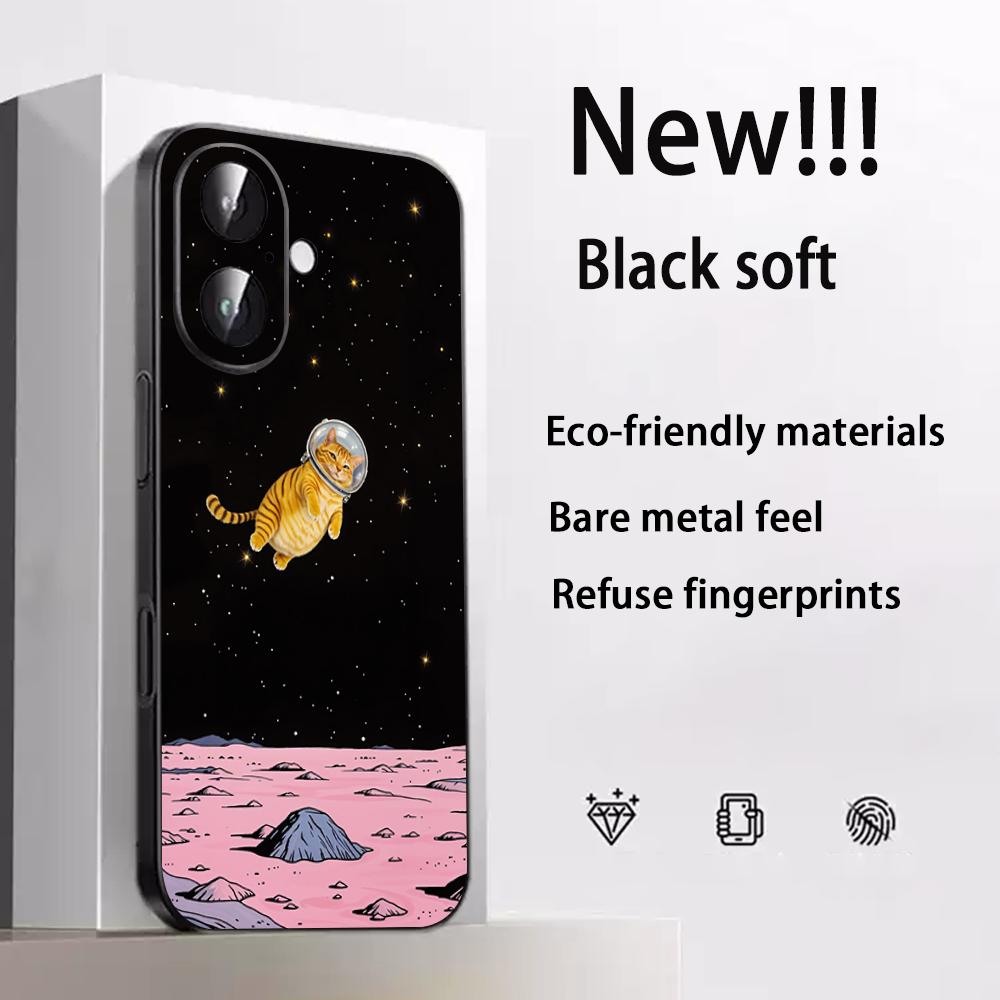 Cat universe cute fashion design Phone Case For iPhone 17 16 e 15 14 13 12 Plus Mini Pro Max Soft black Shockproof Cover