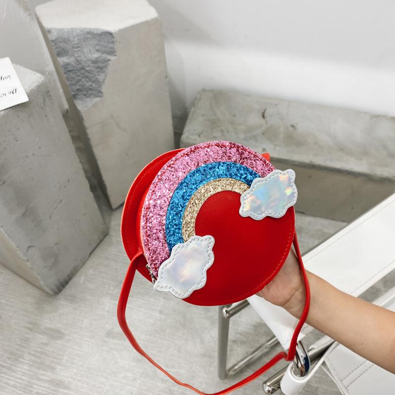 Rainbow Fashion Shoulder Bag Cartoon Kids Purse With Breathable Fabric Daily Use