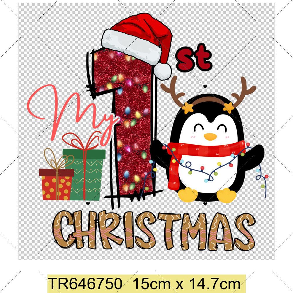 My First Chrismas DIY Clothing Heat Transfer Sticker Kids T-shirt Infant Romper Clothing Patches Heat Transfer Xmas Sticker