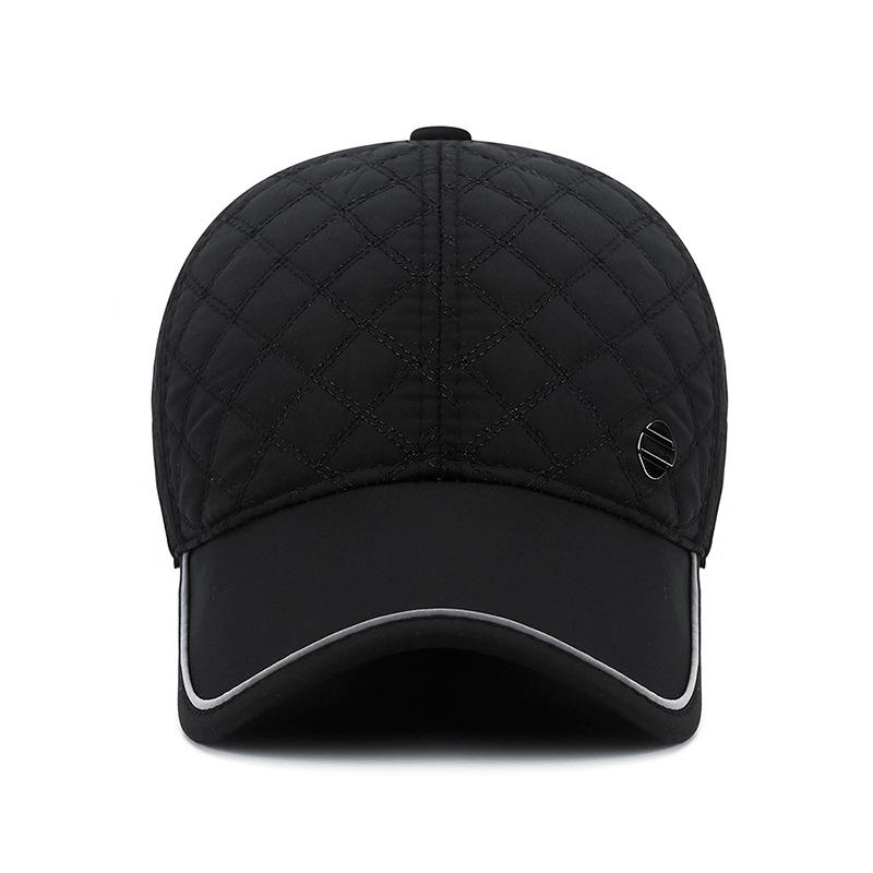 Men's Winter Herringbone Windproof Earflap Baseball Cap - Adjustable, Warm, Casual Cotton Hat for Middle-Aged and Elderly