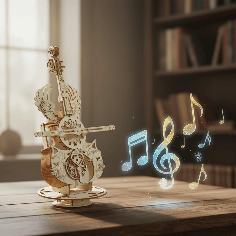 Wooden Material 3D Puzzle Graffitiable Music Box For Kids Wooden Cello Model For Adults