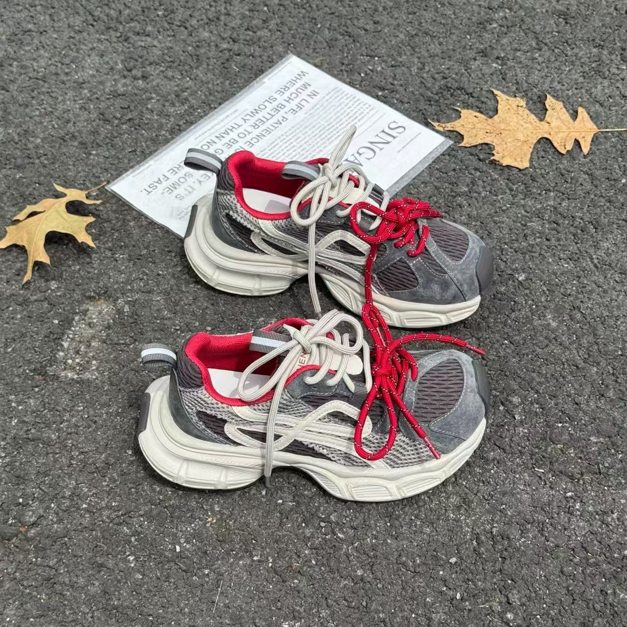 

Mesh double shoelaces dad shoes autumn fashion splicing versatile sports casual shoes trendy shoes 40