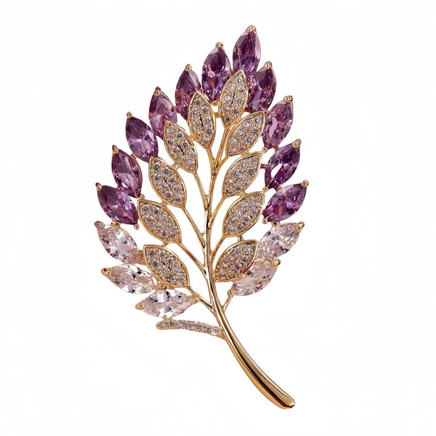 High-end Luxury Leaf Brooch, Exquisite and Luxurious Suit Lapel Pin, Niche Premium Design Brooch, Clothing Accessory
