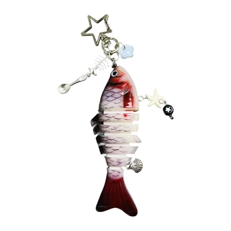 Lifelike Moving Fish Lure Keychain Key Holder Decoration For Angling Hobbyists Multidirectional Key Holder Accessory