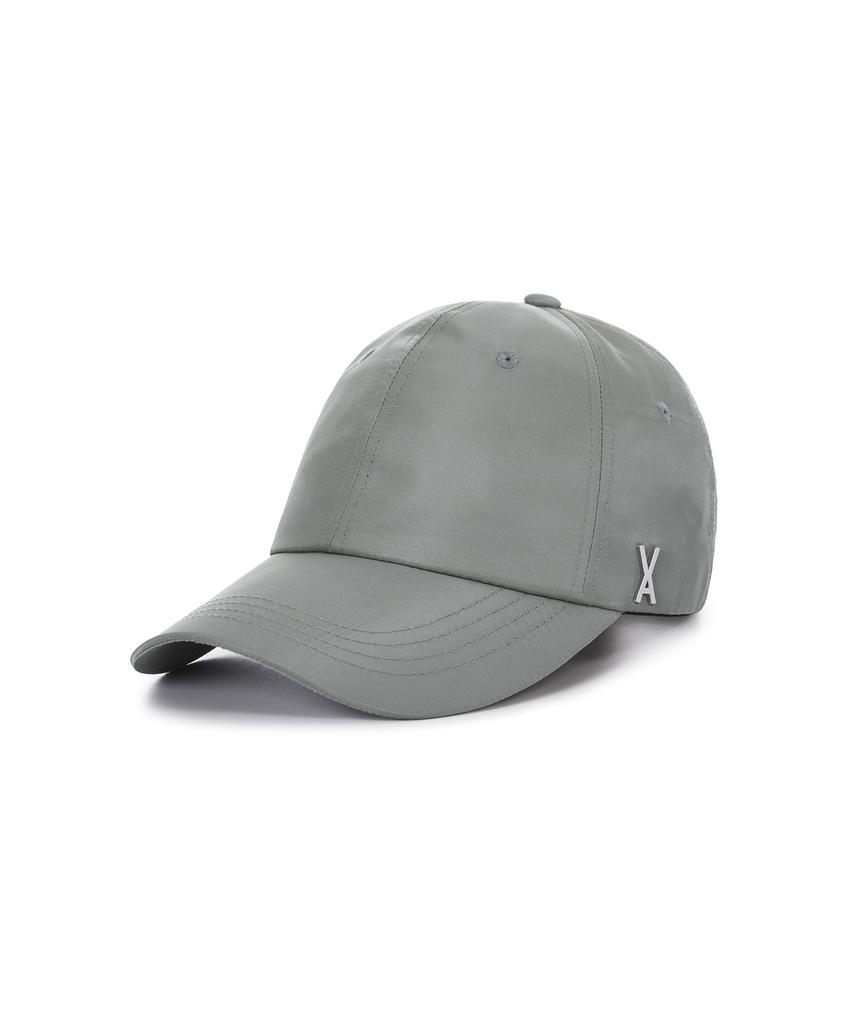 Bajal Studded Logo Oversized Poly Ball Cap Gray