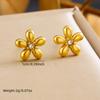DIEYURO 316L Stainless Steel Golden Trend Simple Flower Inlay Zircon Necklace Earrings Bracelet Set For Women Jewelry Glamorous