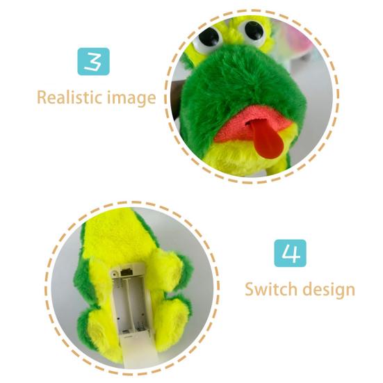 Electric Plush Frog Toy with Sound Movable Tongue Interactive Walking Animal Plushie Musical Stuffed Doll Kids Boys Girls Birthday Gift