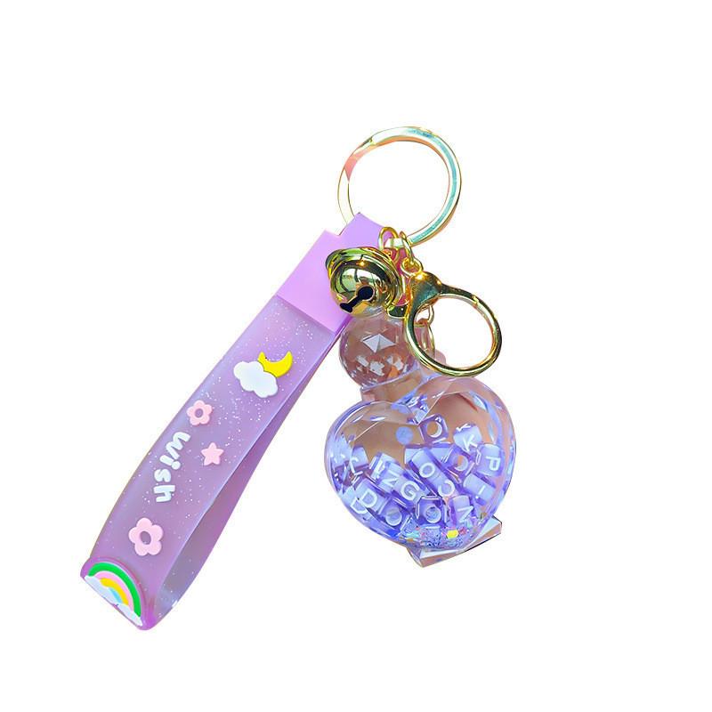 Exquisite Floating Sand Acrylic Perfume Bottle Keychain For Car Decor