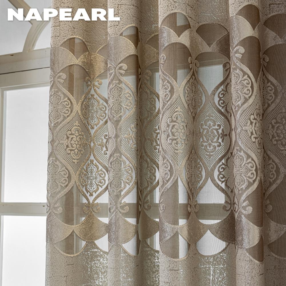 1PC NAPEARL 40-70% Blackout Advanced Luxury European Hollow Jacquard Curtains Available In Multiple Colors for Living Room Bedroom Home Decor