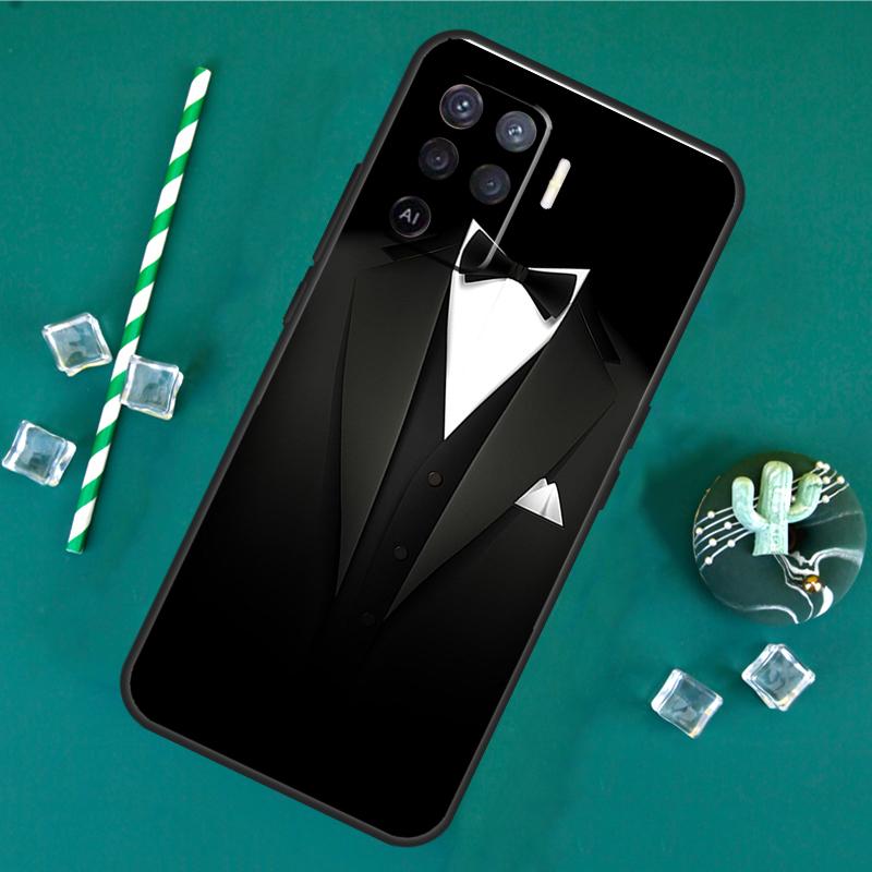 Suit and Tie Case For Oppo A40 A60 A80 A16 A76 A96 A18 A38 A58 A78 A98 A91 A15 A17 A74 A94 A54 A57S Cover