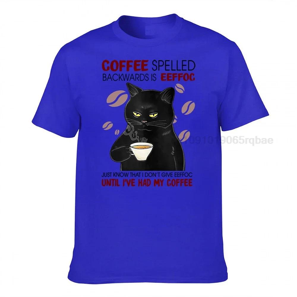 Funny Premium Premium Cotton Black Cat Coffee Spelled Backwards Is Eeffoc Funny Cat Coffee Lover Unisex Top T Shirt Vintage Tee