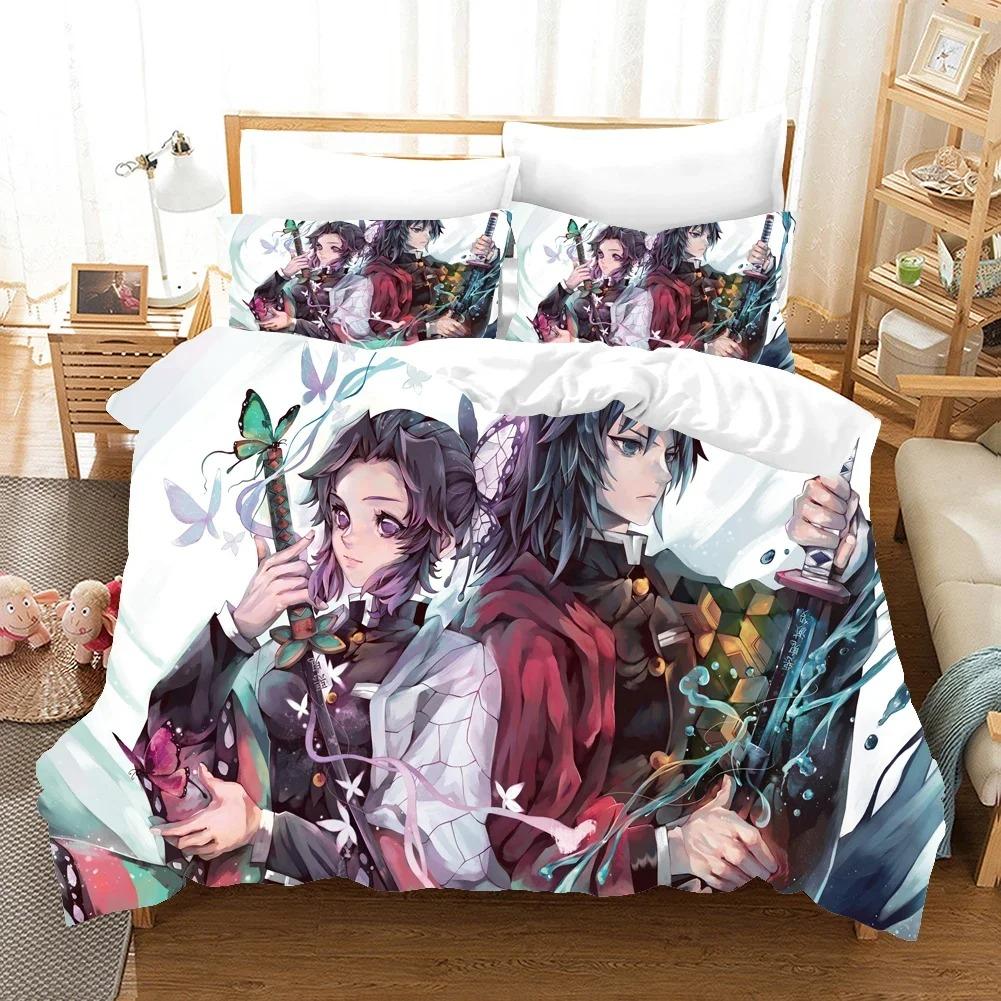 Comfortable Anime Print Bedding Set With Duvet Cover And Pillowcases Twin Full Queen King Sizes For All Ages