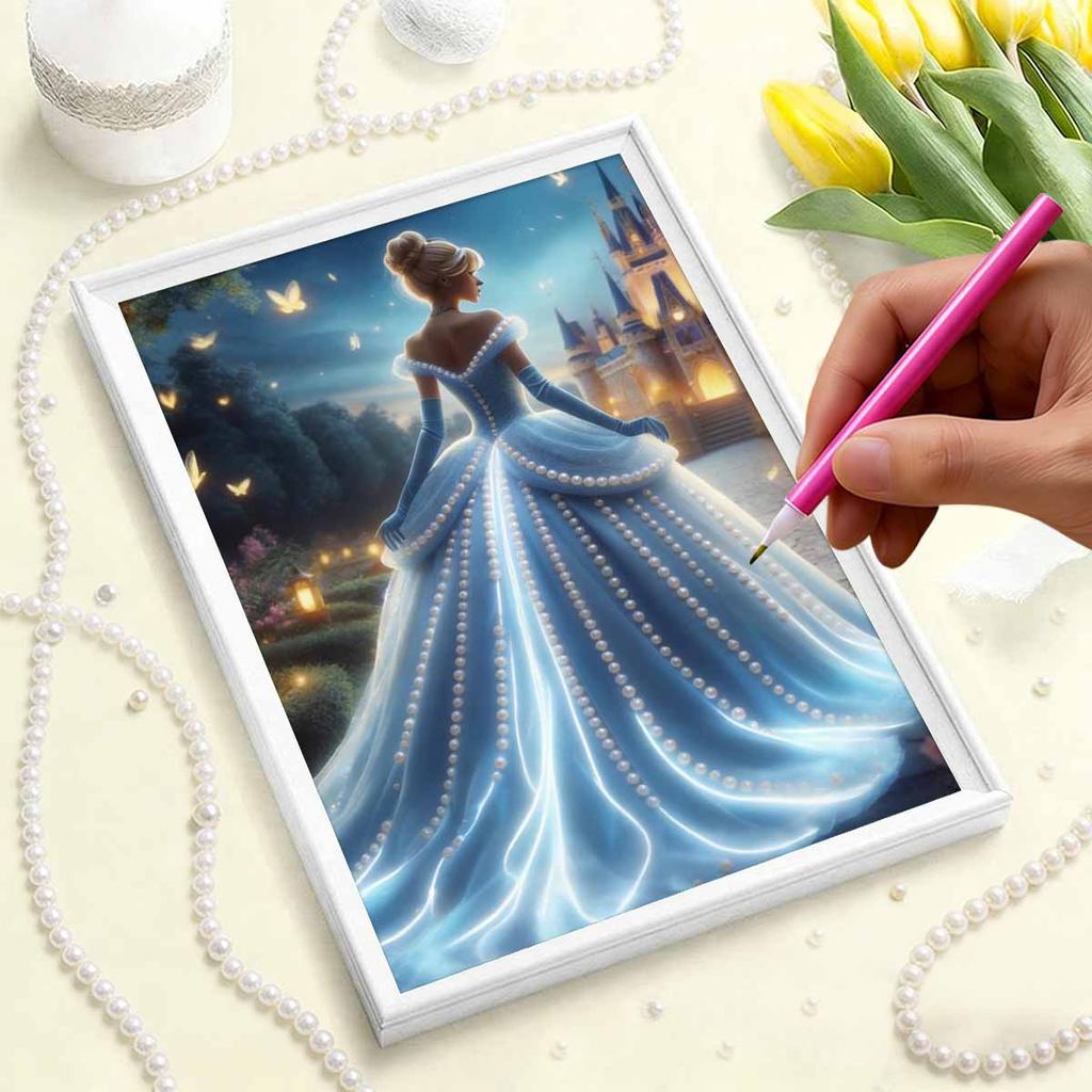 Disney Pearl Painting Princess Sandy Classic Dress 5D Exquisite Landscape Sparkling Painting Craft Home Wall Decoration DIY Handmade Gift
