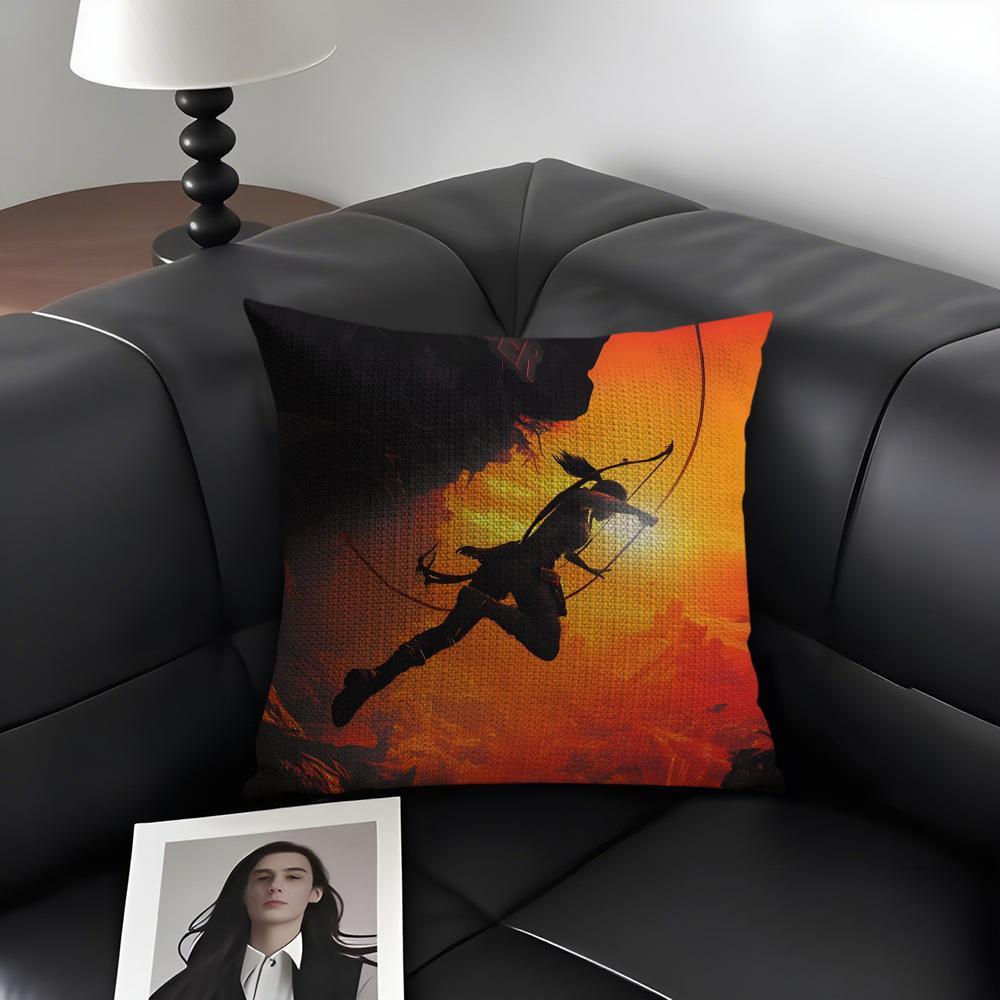 

SShadow Of The TombB Raider Cushion Cover Natural Linen Organic Fabric DoubleSided Printing Sofa Home Decor Gift Pillow Case 30x30cm