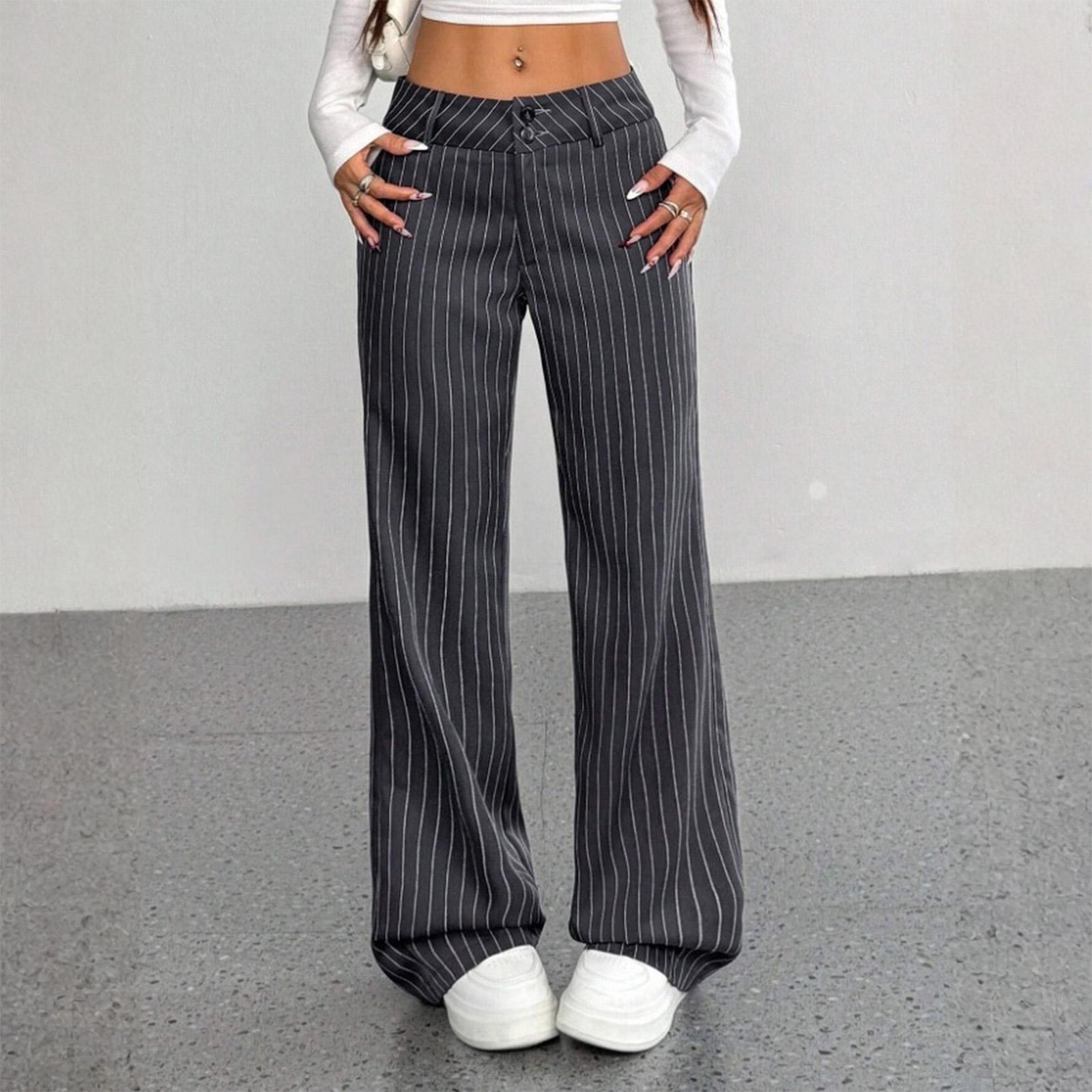 

Женские свободные повседневные модные брюки в полоску широкие штанины M