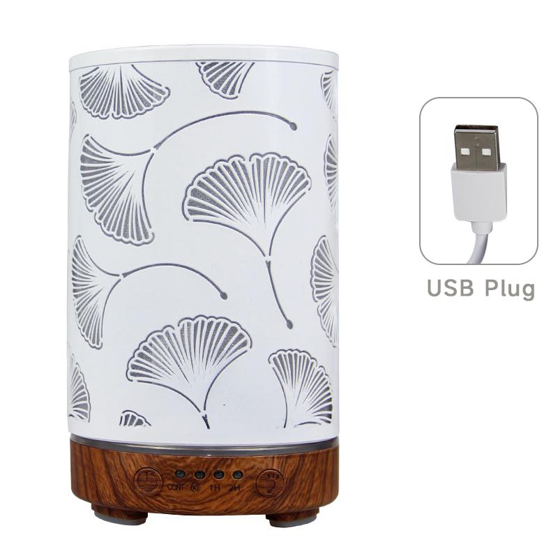Desktop Decorative Light Ginkgo Leaf Atmosphere Night Light Timed Aroma Diffuser Ultrasonic Air Humidifier with Auto Shut-off
