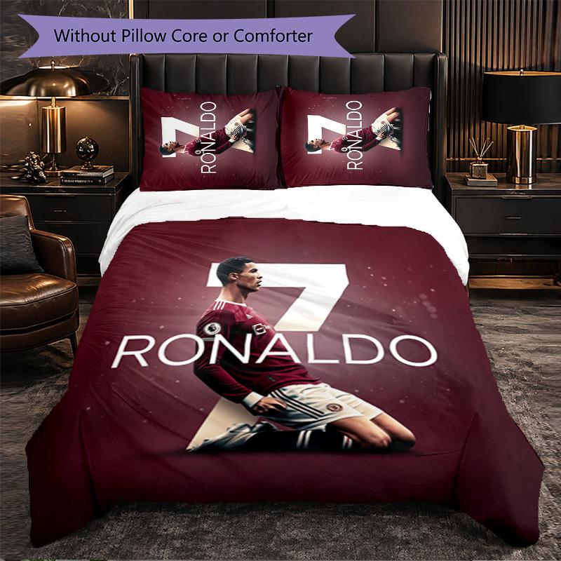 Set Lenzuola 3 Pezzi con Fantasia Cristiano Ronaldo Morbida Microfibra Copripiumino con Federe per Camera da Letto