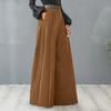 Women Solid Color Wide Leg Pants High Waist Pockets Flared Trousers Elegant Commuting Casual Long Pants Workwear