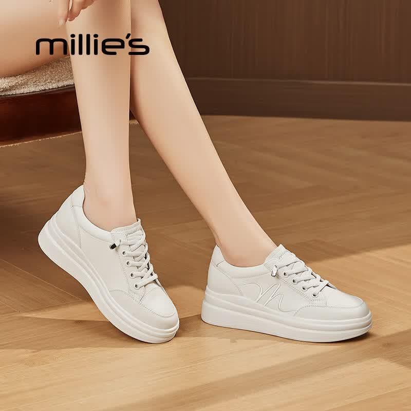 Millies Women s Leather Elevated Platform Sneakers 38