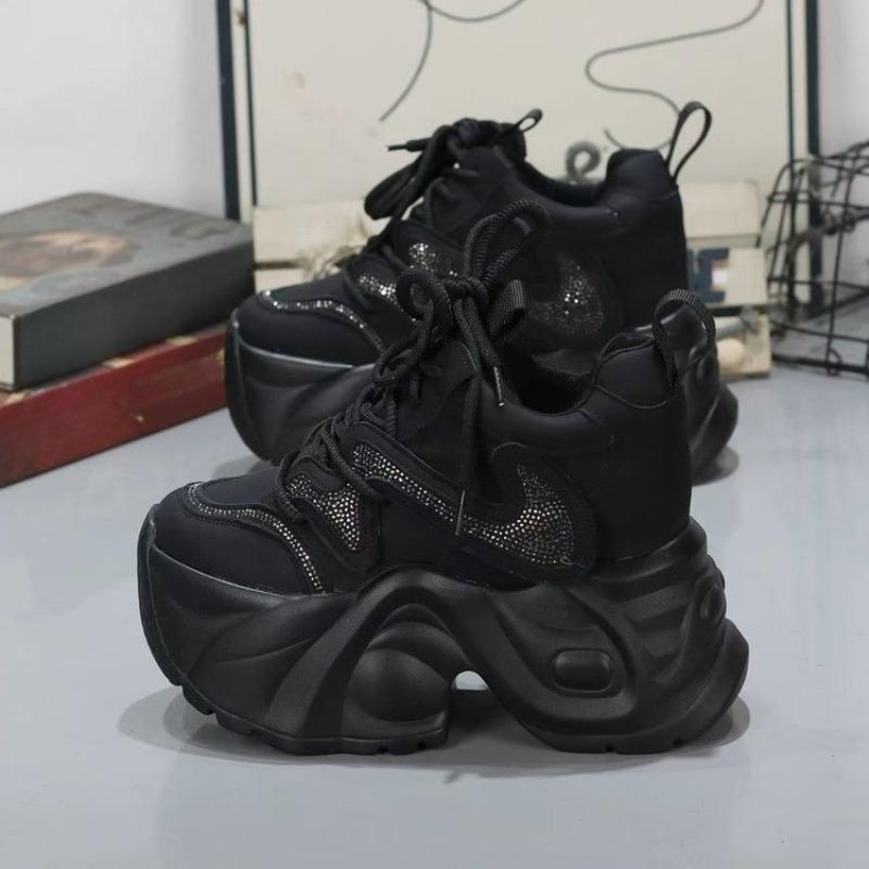 New Autumn and Winter Casual Sports Shoes, Height-increasing and Fleece Thick-soled Dad Shoes for Women