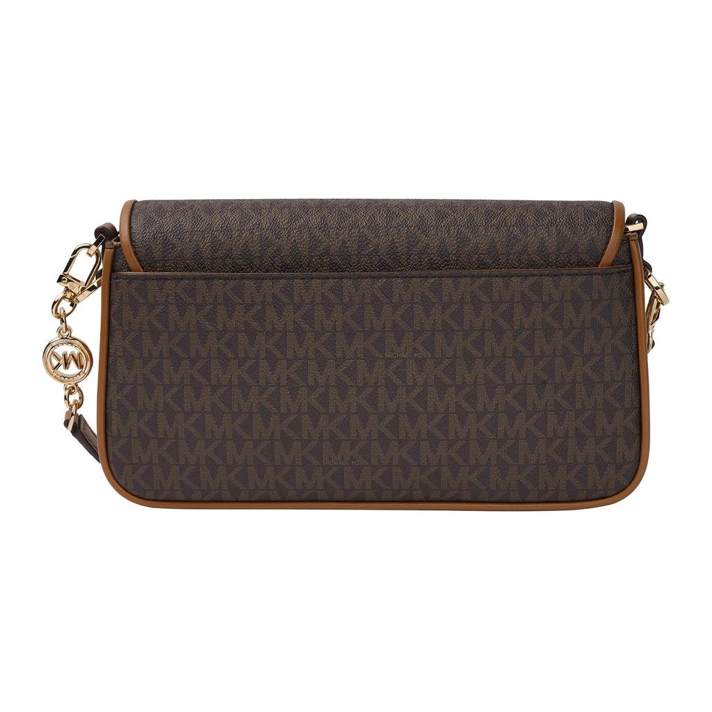 Michael Kors Bradshaw Cow Leather Baguette Bag, Shoulder Bag, Handbag Women's Dark Brown & Acorn Brown 30S1G2BL1B-252