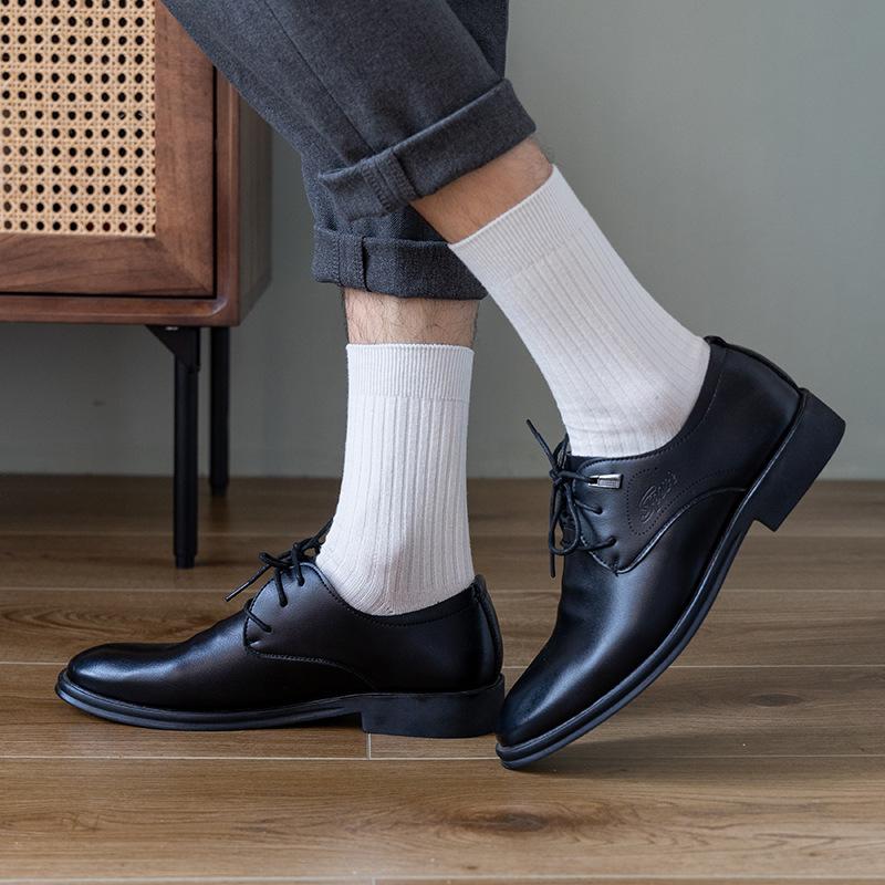 Men's Spring and Autumn Striped Pure Color Cotton Leisure Breathable Warm Tube Socks