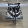Retro Farbverlauf Heißer Diamant Jeansrock für Damen Sommer Neu Hohe Taille Hüftrock