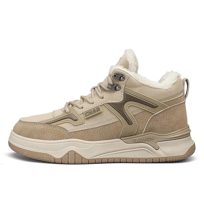 

Мотоботы мужские высокие противоскользящие износостойкие водонепроницаемые повседневные с круглым носком для улицы рекомендованные удобные с плюшевой подкладкой 44 хаки