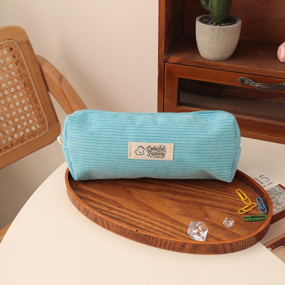 Dirt-resistant Pen Bag Corduroy Stationery Storage Bag Simple Stationery Organizer School Office