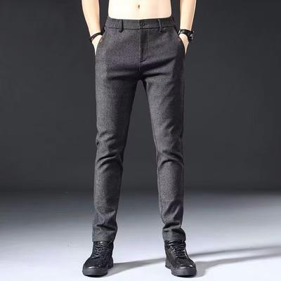 Autumn and Winter New Brushed Men's Casual Pants Slim Straight High-End Business All-Match Men's Long