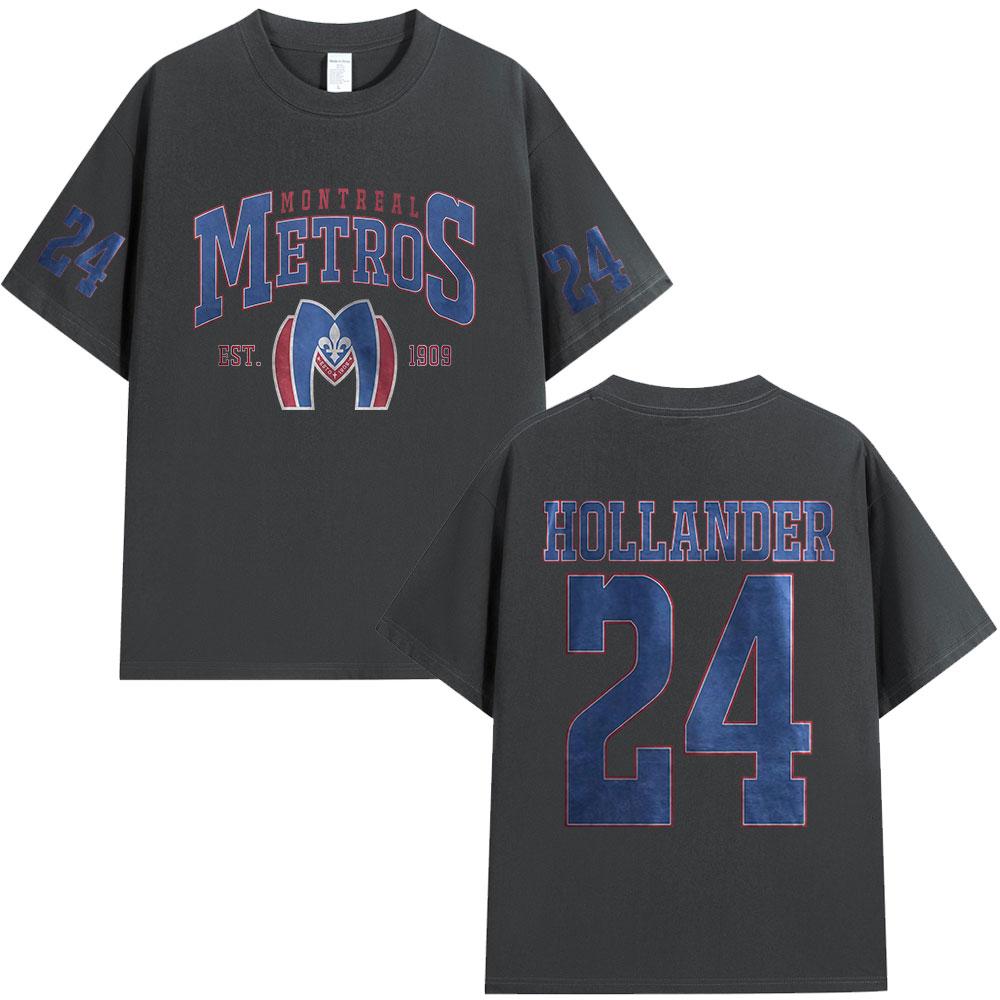 Heated Rivalry Shane Hollander 24 Montreal Metros T-Shirt Herren Damen Kleidung Lässig Polyester Übergroß Kurze Ärmel T-Shirts Oberteile