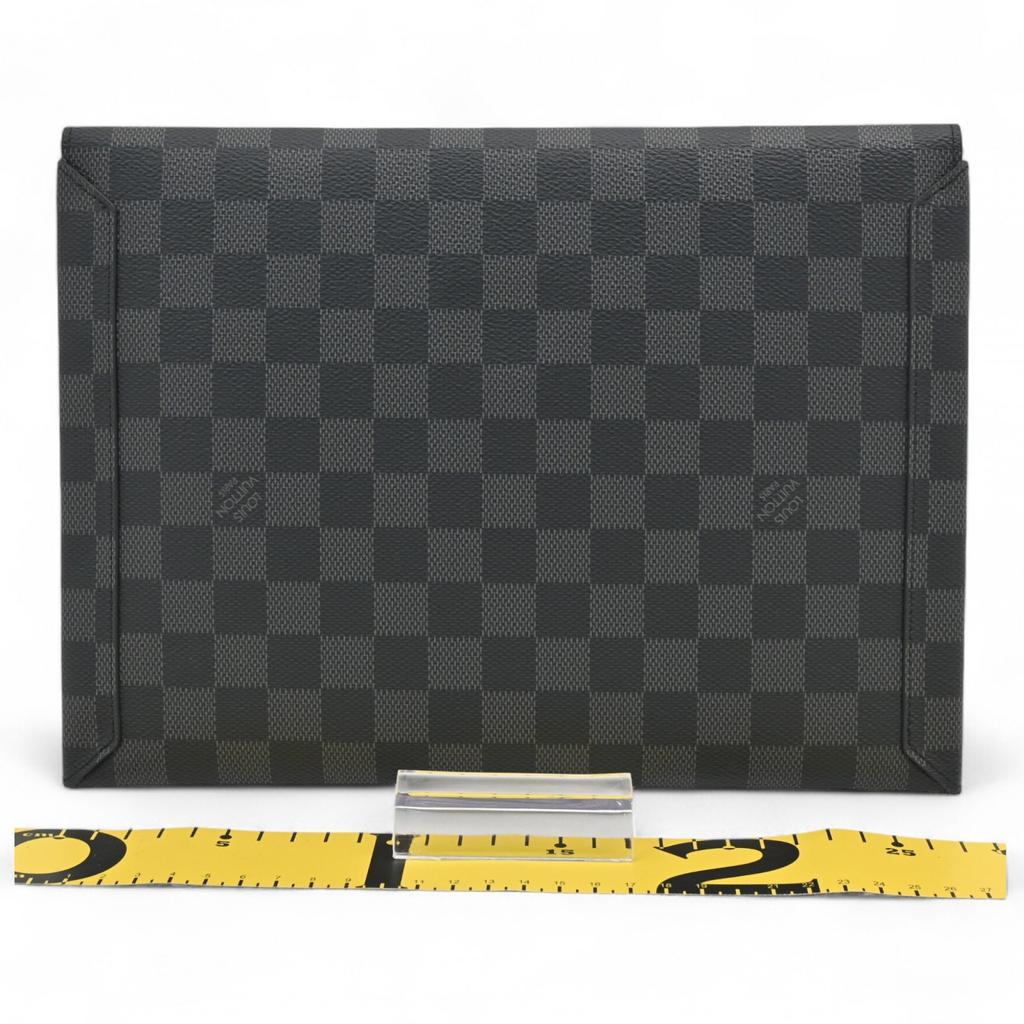 Auth LOUIS VUITTON Damier Graphite Alpha Triple Pouch Lv7165cc