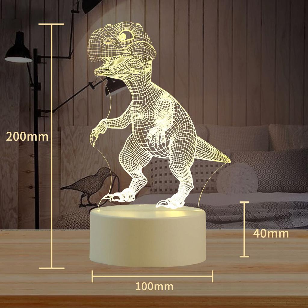 Children's Lamp In the Shape of a Dinosaur LED 3D 3 Light Modes Engraved