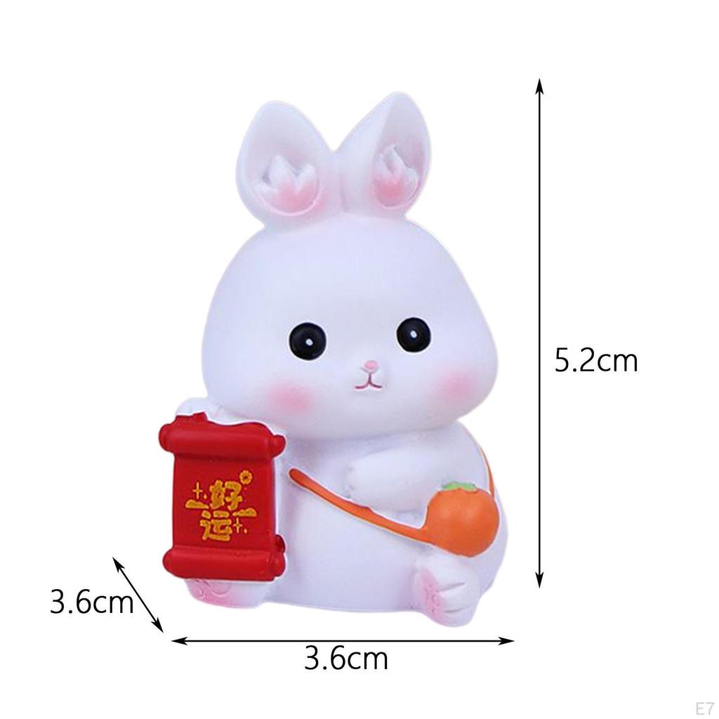 Chinese Statue Car Dashboard Ornament Bunny Figurine for Office Holiday Decoration Gift
