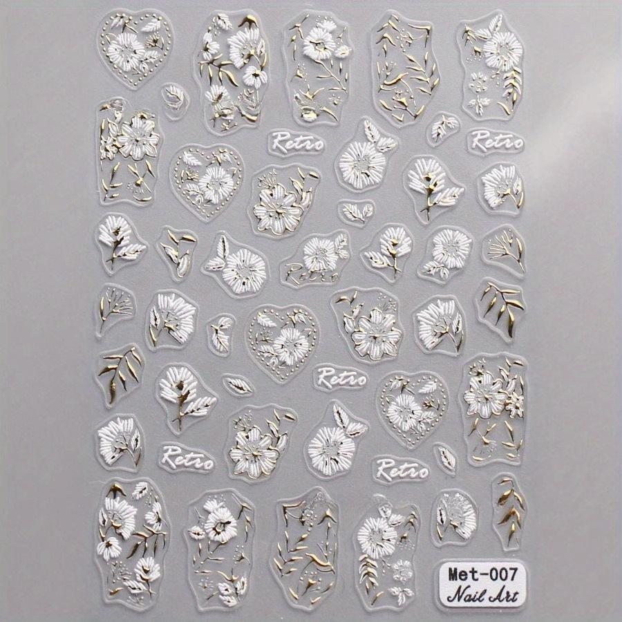 

1 шт. Вышитая наклейка для ногтей с богатым цветочным узором, имитация масляной живописи, 5D рельефная