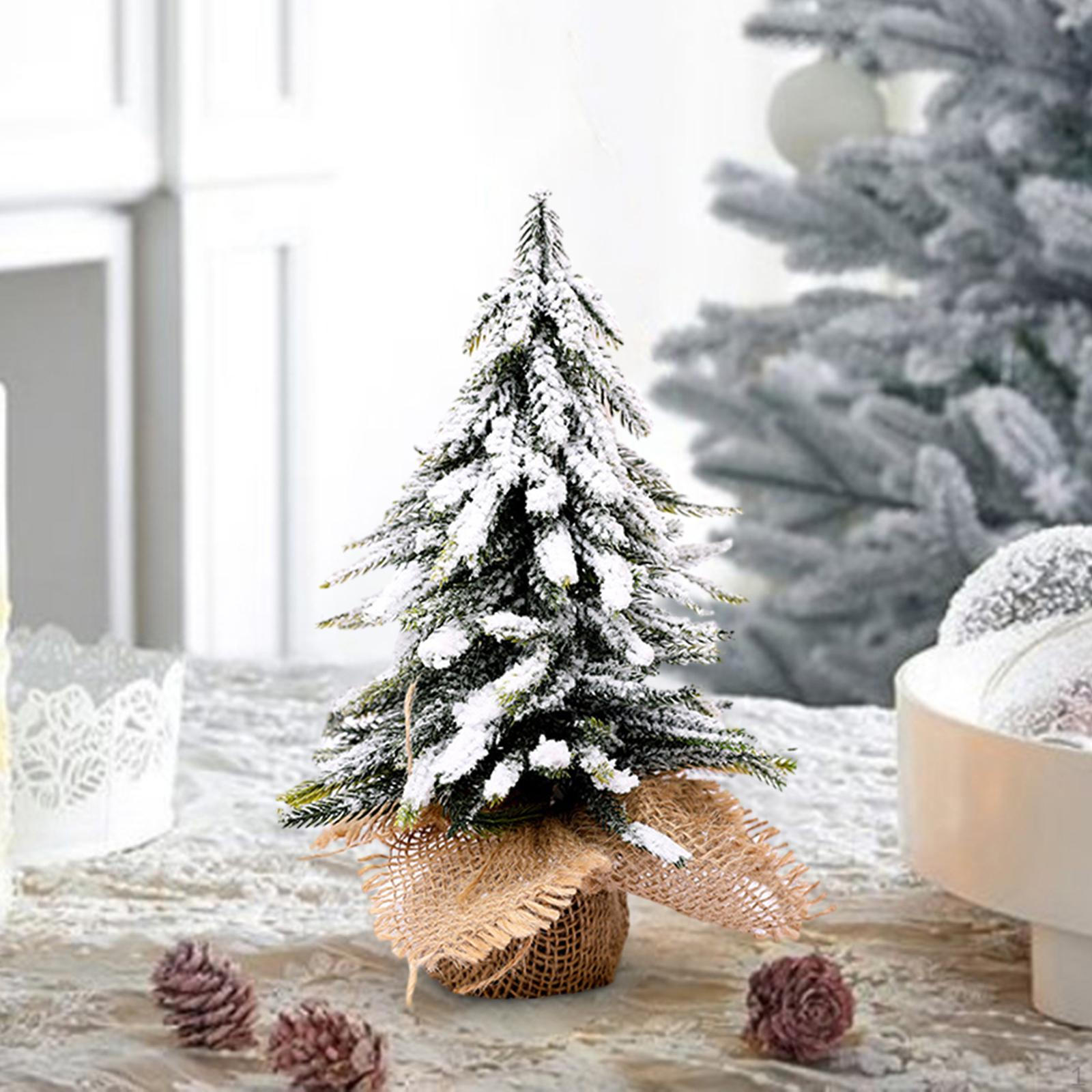 Artificial Christmas Tree Miniature Pine Snowy for Shop Showcase Home 25cm
