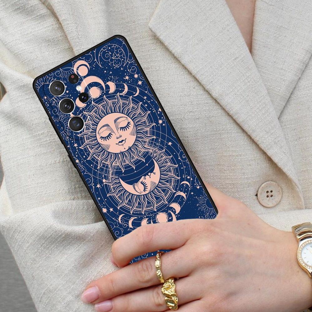 Sun Moon Face Cell Phone Case for Samsung Galaxy S26 Ultra S25 S24 S23 S22 S21 S20 Note10 Cover