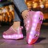 Girs LED Luminous Runaway Shoes Four-wheel Skates Men's and Children's Pulley Shoes LED Light Shoes